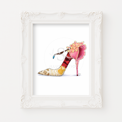 Where Sky Meets Sea  |  Character Inspired Stiletto Fashion Illustration (PRINT)