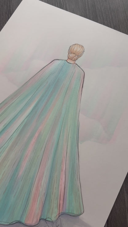 Opal Cape (October Birthstone)  |  Fun Fashion Illustration (ORIGINAL)