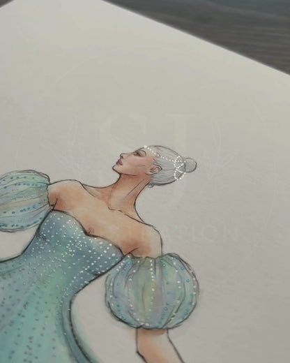 Dance of the Jellyfish  |  Whimsical Ballerina Fashion Illustration (ORIGINAL)