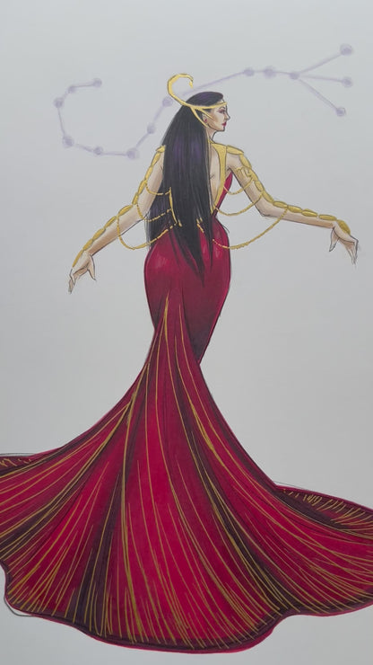 Scorpio  |  Zodiac Fashion Illustration (ORIGINAL)